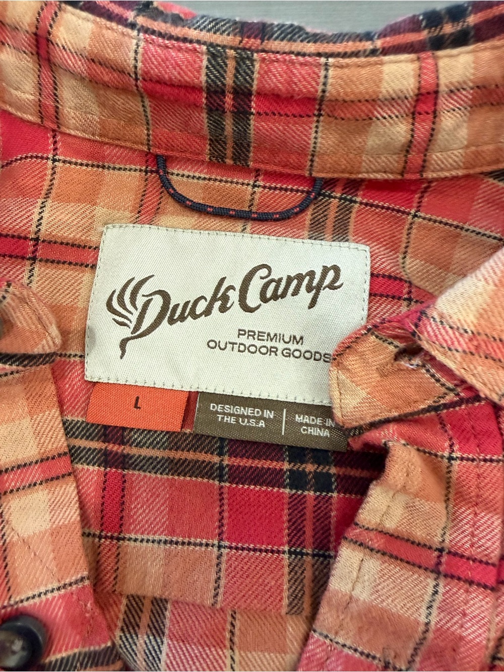 NWOT Men's Duck Camp Red/orange Plaid flannel